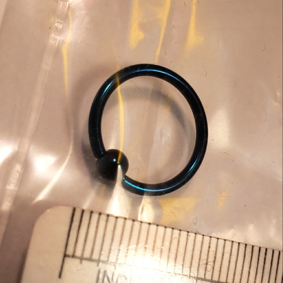 NWOT, 16g, Dark Blue, Unisex, BCR Ball Captive Hoop Earring - Picture 2 of 4